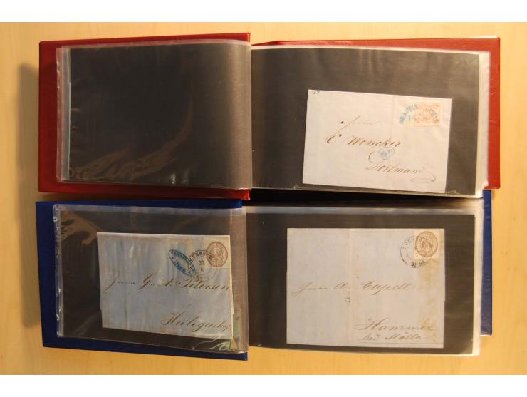 NORDDEUTSCHE STAATEN: 1852/65 (ca.),  Sammlungsbestand in 6 Kassetten und 2 Briefalben, sehr reichhaltig mit rund 150 Briefen