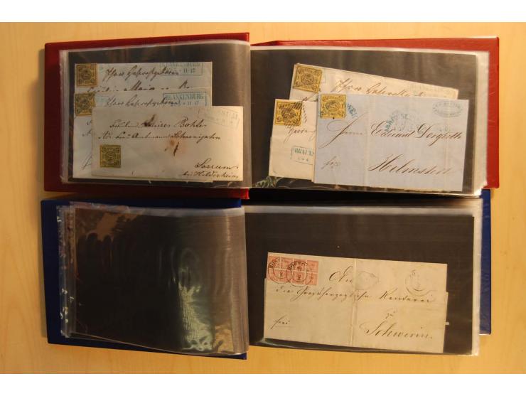 NORDDEUTSCHE STAATEN: 1852/65 (ca.),  Sammlungsbestand in 6 Kassetten und 2 Briefalben, sehr reichhaltig mit rund 150 Briefen