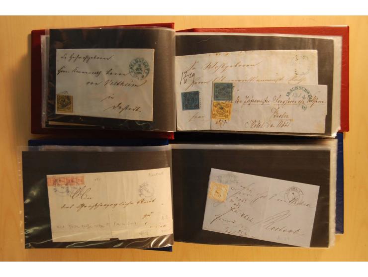 NORDDEUTSCHE STAATEN: 1852/65 (ca.),  Sammlungsbestand in 6 Kassetten und 2 Briefalben, sehr reichhaltig mit rund 150 Briefen