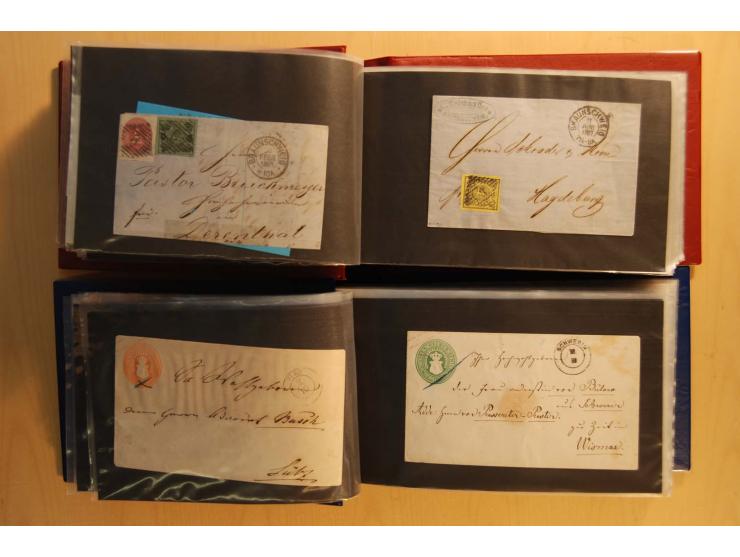 NORDDEUTSCHE STAATEN: 1852/65 (ca.),  Sammlungsbestand in 6 Kassetten und 2 Briefalben, sehr reichhaltig mit rund 150 Briefen