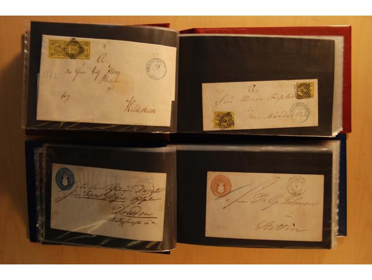 NORDDEUTSCHE STAATEN: 1852/65 (ca.),  Sammlungsbestand in 6 Kassetten und 2 Briefalben, sehr reichhaltig mit rund 150 Briefen