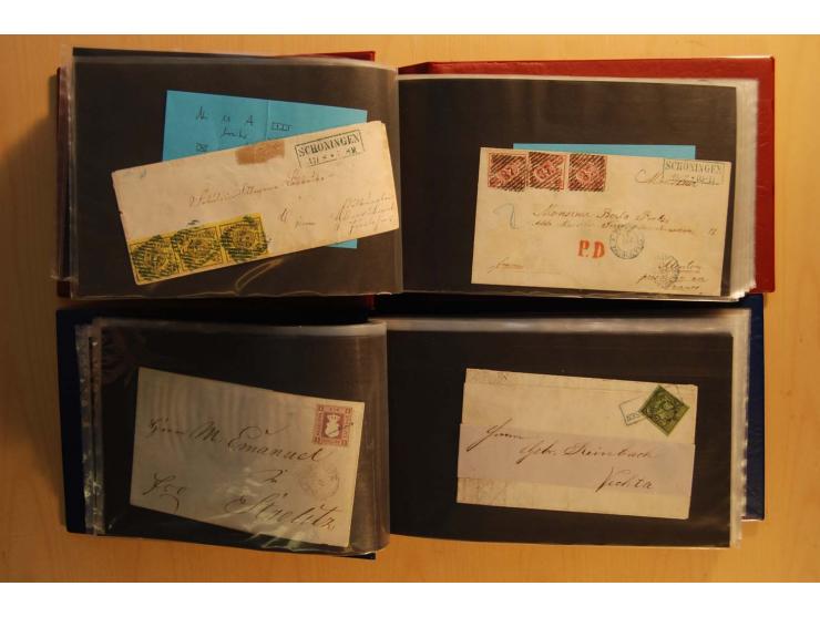 NORDDEUTSCHE STAATEN: 1852/65 (ca.),  Sammlungsbestand in 6 Kassetten und 2 Briefalben, sehr reichhaltig mit rund 150 Briefen