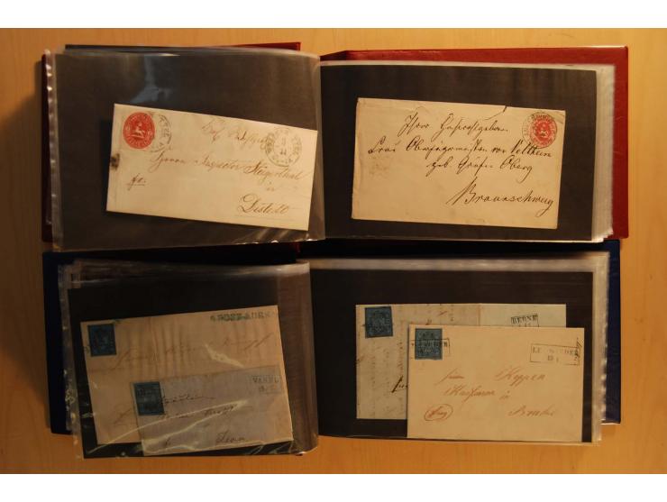 NORDDEUTSCHE STAATEN: 1852/65 (ca.),  Sammlungsbestand in 6 Kassetten und 2 Briefalben, sehr reichhaltig mit rund 150 Briefen