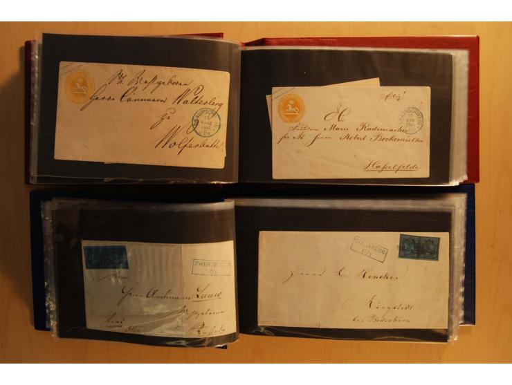 NORDDEUTSCHE STAATEN: 1852/65 (ca.),  Sammlungsbestand in 6 Kassetten und 2 Briefalben, sehr reichhaltig mit rund 150 Briefen