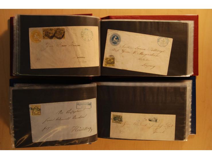 NORDDEUTSCHE STAATEN: 1852/65 (ca.),  Sammlungsbestand in 6 Kassetten und 2 Briefalben, sehr reichhaltig mit rund 150 Briefen