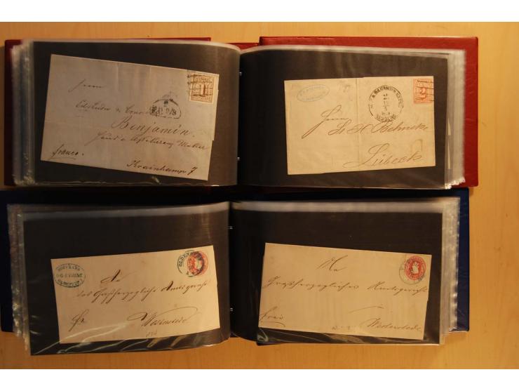 NORDDEUTSCHE STAATEN: 1852/65 (ca.),  Sammlungsbestand in 6 Kassetten und 2 Briefalben, sehr reichhaltig mit rund 150 Briefen
