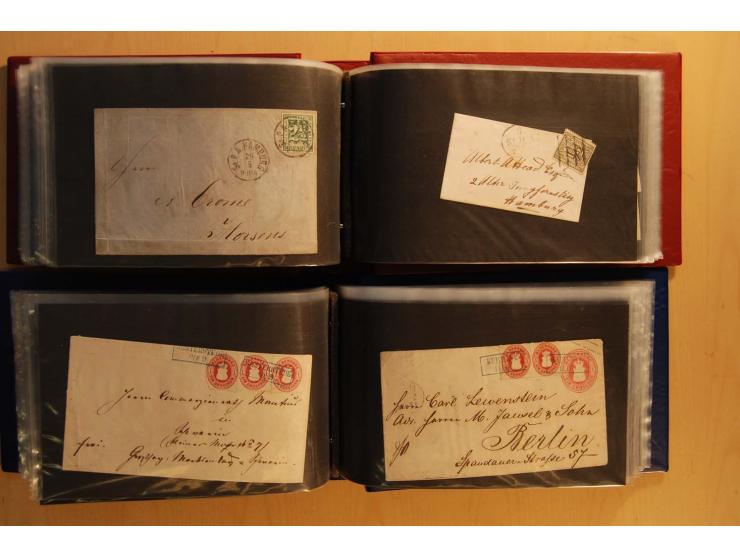 NORDDEUTSCHE STAATEN: 1852/65 (ca.),  Sammlungsbestand in 6 Kassetten und 2 Briefalben, sehr reichhaltig mit rund 150 Briefen