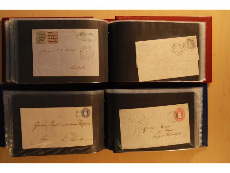 NORDDEUTSCHE STAATEN: 1852/65 (ca.),  Sammlungsbestand in 6 Kassetten und 2 Briefalben, sehr reichhaltig mit rund 150 Briefen