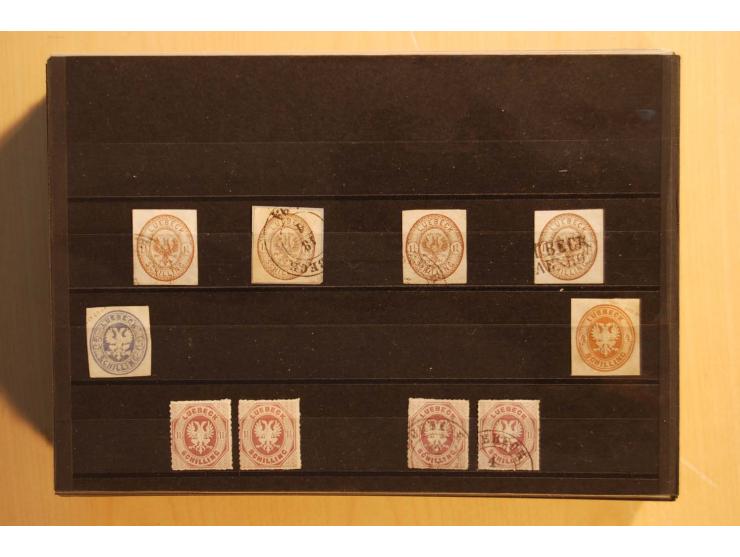 NORDDEUTSCHE STAATEN: 1852/65 (ca.),  Sammlungsbestand in 6 Kassetten und 2 Briefalben, sehr reichhaltig mit rund 150 Briefen