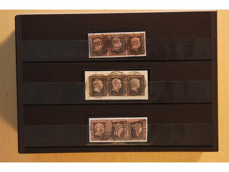 1850/67, sehr reichhaltiger Sammlungsbestand in 8 Kassetten und 3 Briefalben, ab der ersten Ausgabe mit einer Vielzahl von Ei