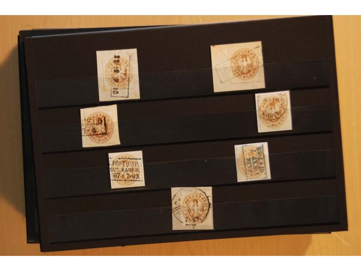 1850/67, sehr reichhaltiger Sammlungsbestand in 8 Kassetten und 3 Briefalben, ab der ersten Ausgabe mit einer Vielzahl von Ei