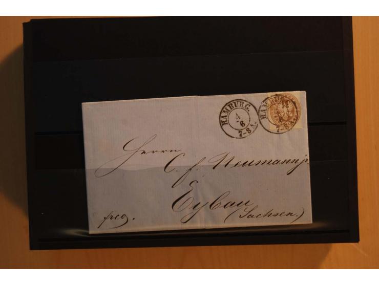 1850/67, sehr reichhaltiger Sammlungsbestand in 8 Kassetten und 3 Briefalben, ab der ersten Ausgabe mit einer Vielzahl von Ei