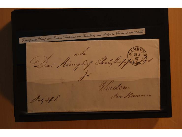 1850/67, sehr reichhaltiger Sammlungsbestand in 8 Kassetten und 3 Briefalben, ab der ersten Ausgabe mit einer Vielzahl von Ei