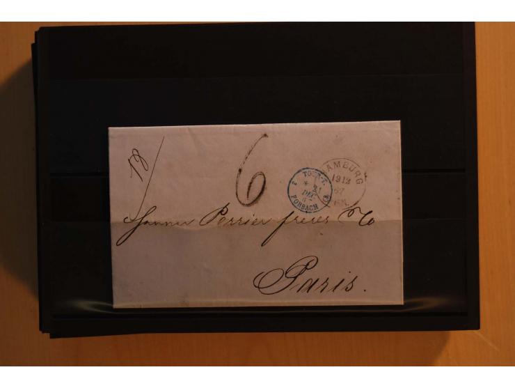 1850/67, sehr reichhaltiger Sammlungsbestand in 8 Kassetten und 3 Briefalben, ab der ersten Ausgabe mit einer Vielzahl von Ei