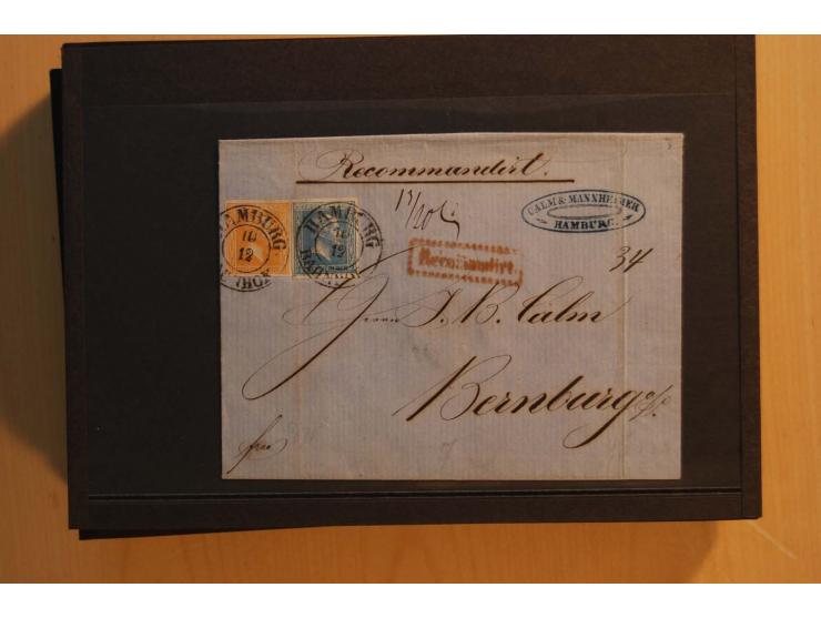 1850/67, sehr reichhaltiger Sammlungsbestand in 8 Kassetten und 3 Briefalben, ab der ersten Ausgabe mit einer Vielzahl von Ei