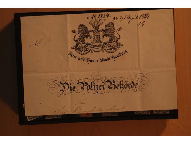 1850/67, sehr reichhaltiger Sammlungsbestand in 8 Kassetten und 3 Briefalben, ab der ersten Ausgabe mit einer Vielzahl von Ei