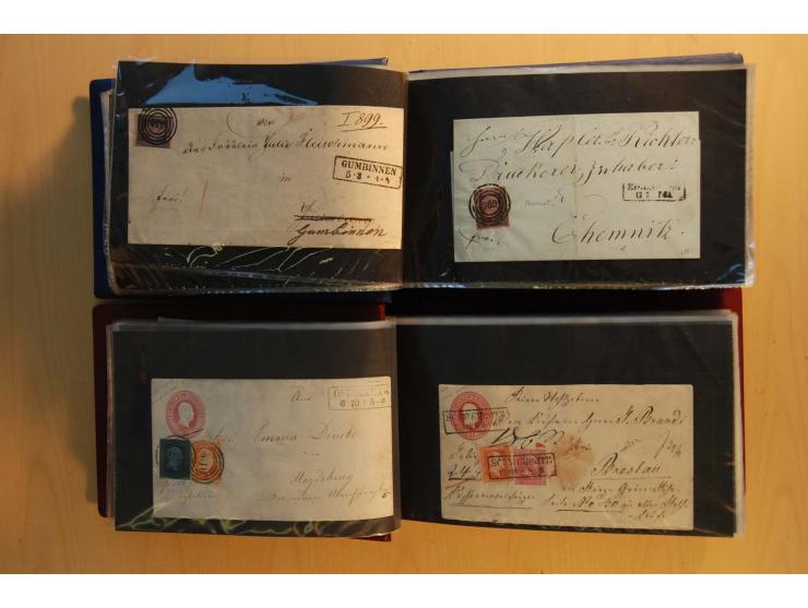 1850/67, sehr reichhaltiger Sammlungsbestand in 8 Kassetten und 3 Briefalben, ab der ersten Ausgabe mit einer Vielzahl von Ei