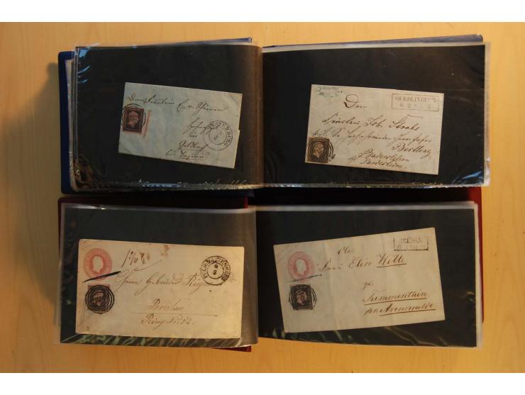 1850/67, sehr reichhaltiger Sammlungsbestand in 8 Kassetten und 3 Briefalben, ab der ersten Ausgabe mit einer Vielzahl von Ei