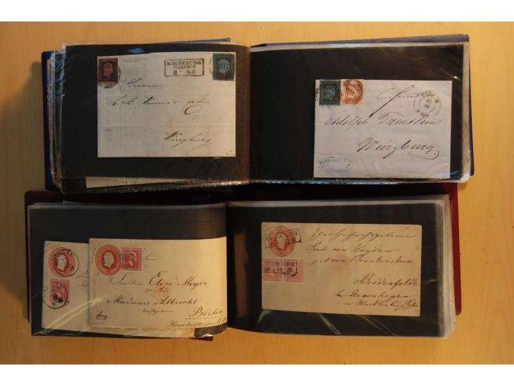 1850/67, sehr reichhaltiger Sammlungsbestand in 8 Kassetten und 3 Briefalben, ab der ersten Ausgabe mit einer Vielzahl von Ei