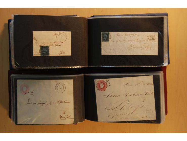 1850/67, sehr reichhaltiger Sammlungsbestand in 8 Kassetten und 3 Briefalben, ab der ersten Ausgabe mit einer Vielzahl von Ei