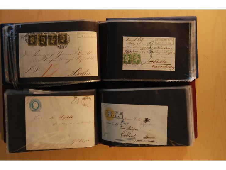 1850/67, sehr reichhaltiger Sammlungsbestand in 8 Kassetten und 3 Briefalben, ab der ersten Ausgabe mit einer Vielzahl von Ei