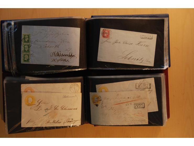 1850/67, sehr reichhaltiger Sammlungsbestand in 8 Kassetten und 3 Briefalben, ab der ersten Ausgabe mit einer Vielzahl von Ei