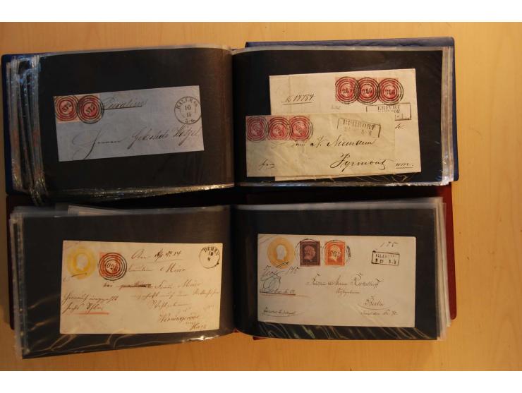 1850/67, sehr reichhaltiger Sammlungsbestand in 8 Kassetten und 3 Briefalben, ab der ersten Ausgabe mit einer Vielzahl von Ei
