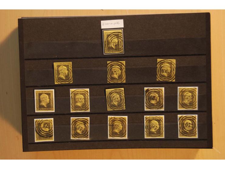 1850/67, sehr reichhaltiger Sammlungsbestand in 8 Kassetten und 3 Briefalben, ab der ersten Ausgabe mit einer Vielzahl von Ei