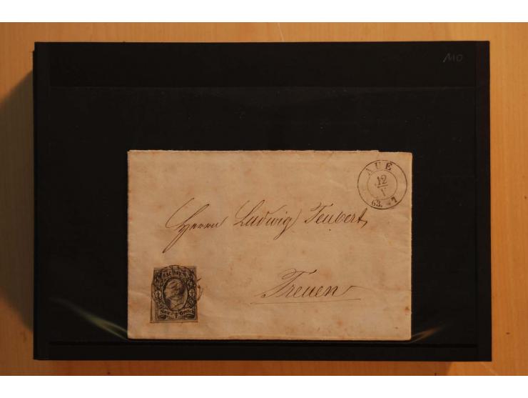 1850/67, umfangreicher Sammlungsbestand mit rund 160 Briefen und Ganzsachen, dabei rund 40 Nr 1 mit auch besseren Stempeln un