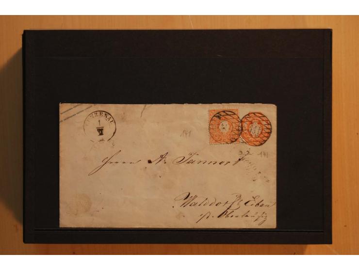1850/67, umfangreicher Sammlungsbestand mit rund 160 Briefen und Ganzsachen, dabei rund 40 Nr 1 mit auch besseren Stempeln un