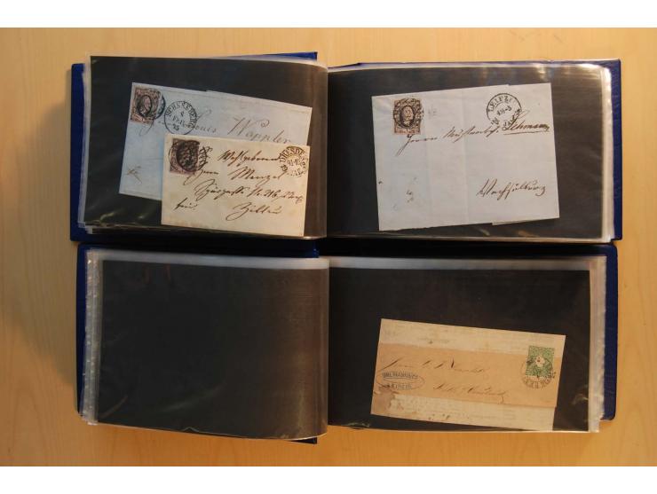 1850/67, umfangreicher Sammlungsbestand mit rund 160 Briefen und Ganzsachen, dabei rund 40 Nr 1 mit auch besseren Stempeln un