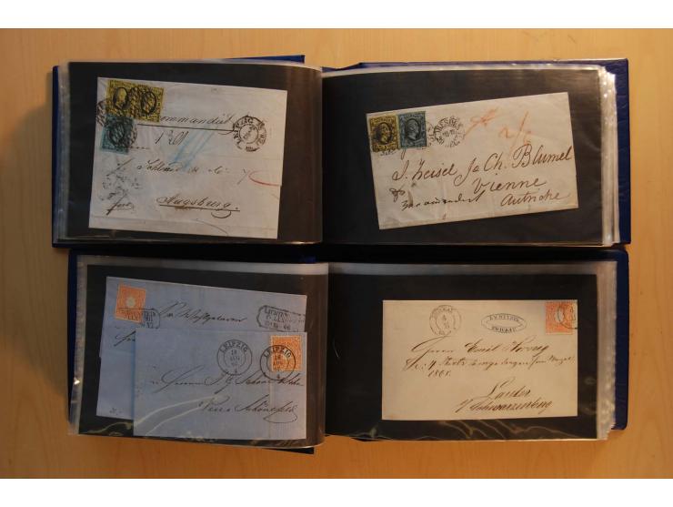 1850/67, umfangreicher Sammlungsbestand mit rund 160 Briefen und Ganzsachen, dabei rund 40 Nr 1 mit auch besseren Stempeln un