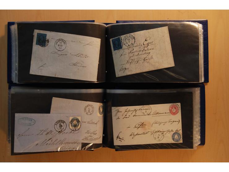 1850/67, umfangreicher Sammlungsbestand mit rund 160 Briefen und Ganzsachen, dabei rund 40 Nr 1 mit auch besseren Stempeln un
