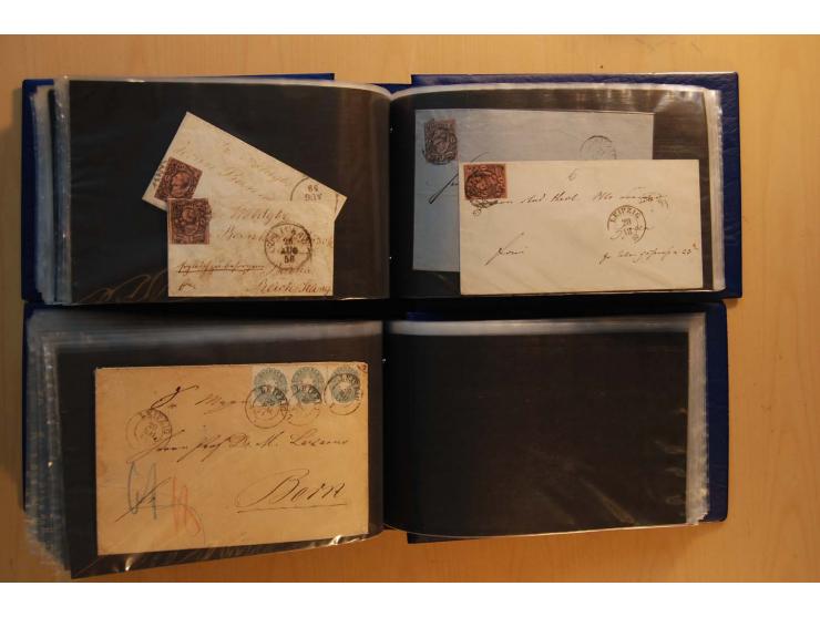 1850/67, umfangreicher Sammlungsbestand mit rund 160 Briefen und Ganzsachen, dabei rund 40 Nr 1 mit auch besseren Stempeln un