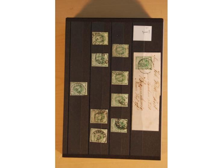 1850/67, umfangreicher Sammlungsbestand mit rund 160 Briefen und Ganzsachen, dabei rund 40 Nr 1 mit auch besseren Stempeln un
