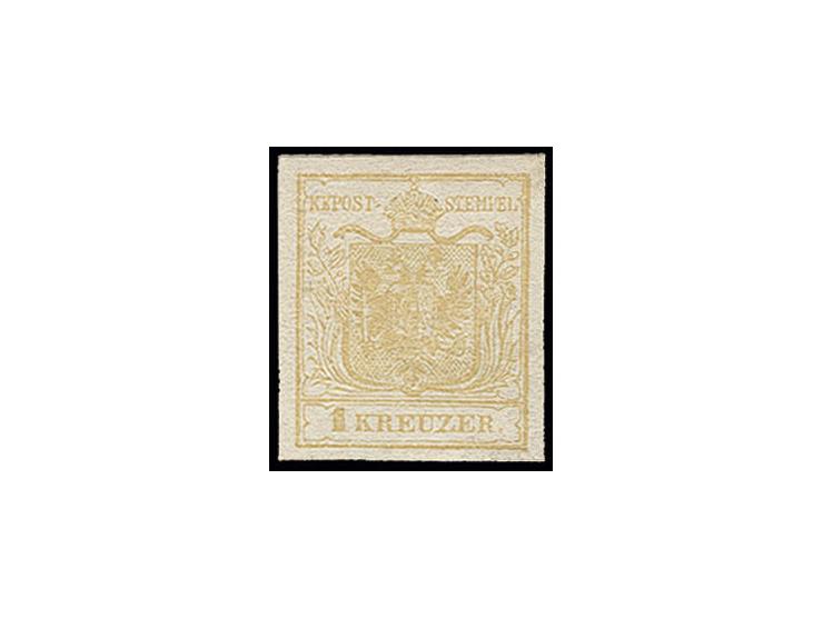 Maschinenpaper: 1 Kr. hellockergelb, Type Ib, farbfrisch und allseits gut gerandet, sauber ungebraucht, Kabinett, sign. Matl 