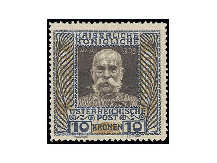 1908, Regierungsjubiläum 10 Kr., postfrisch, Pracht, private Signatur, Fotoattest Soecknick VÖB (Mi. 600,-)