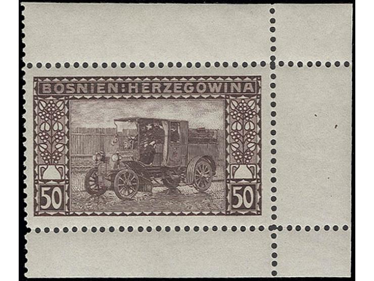 1906, Landschaften 1 - 5 H. und 10 - 50 H., gezähnte Einzelabzüge im beschnittenen Blockformat, gezähnt, postfrisch, 50 H. li