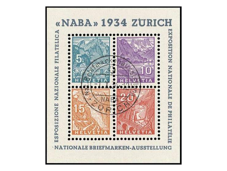1934, NABA-Block mit zentrischem Sonderstempel, Pracht (Mi. 750,-)