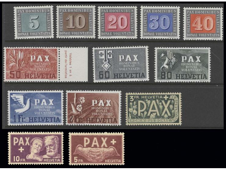 1945, PAX 5 C.-10 Fr., postfrisch (Mi. 500,-)