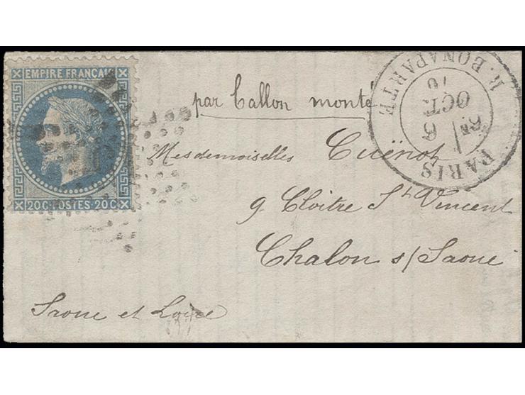 1870, BALLON MONTEE: non dénommé No. 2, petite enveloppe, pas tout à fait complète, avec de grandes parties du contenu, avec 
