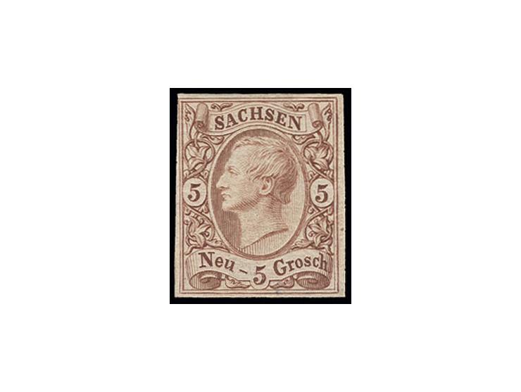 5 Neugroschen rostbraun, sehr schön farbfrisch und voll- bis meist breitrandig, ungebraucht mit Originalgummi, Kabinett, eine
