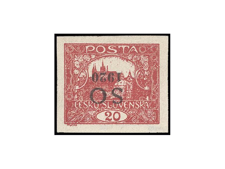 20 h. carmine with overprint inverted, unused, fine, a very scarce stamp, several signatures incl. Gilbert with certificate