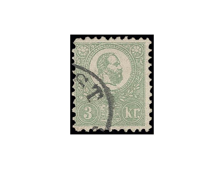  1871, 3 k. green with part of Budapest cds., very fine and fresh