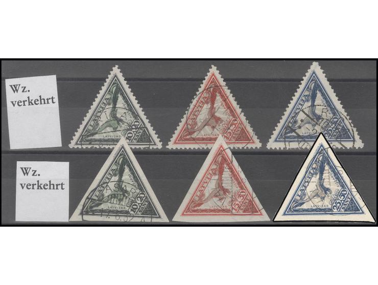  1932, Aizsargi 10-25 s. perforated and imperforated with inverted watermark, used, fine, certificates Hoffmann BPP
