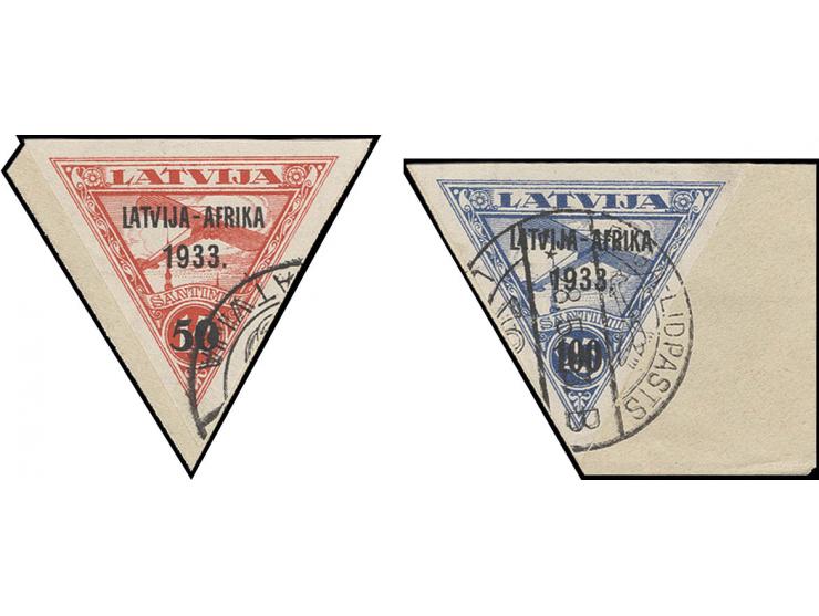  1933, Africaflight 10 s. - 100 s. on 25 s., each tied by cds. to piece, fine, certificate Wassmann and Mikulski for the form