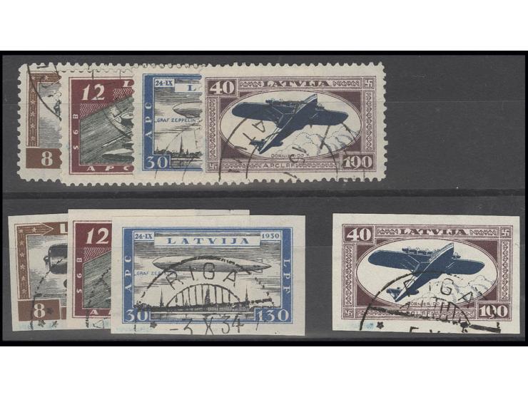  Surtax for wounded aviators, 8-40 s. perforated and imperforated, used, some signatures show through, otherwise fine, signed