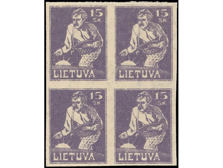   1921, 15 a., imperforated block of four, unhinged mint, slight adherence on reverse, otherwise fine