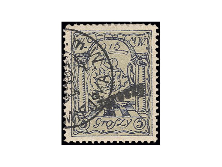 WARSAW: 1915, 6 gr. on 5 gr., handstamp in black, type II, used, very scarce, sign. Petriuk PZF