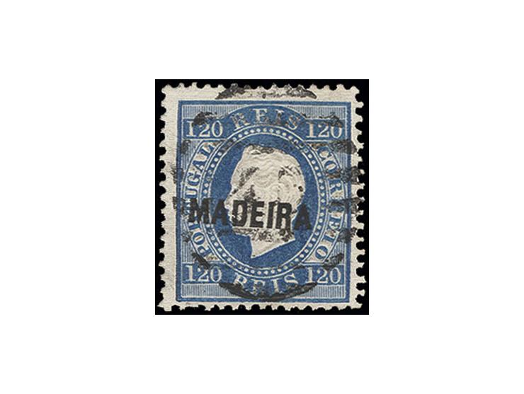  120 r. blue on ripped paper "Papel Costelado", used, small corner creases, otherwise fine